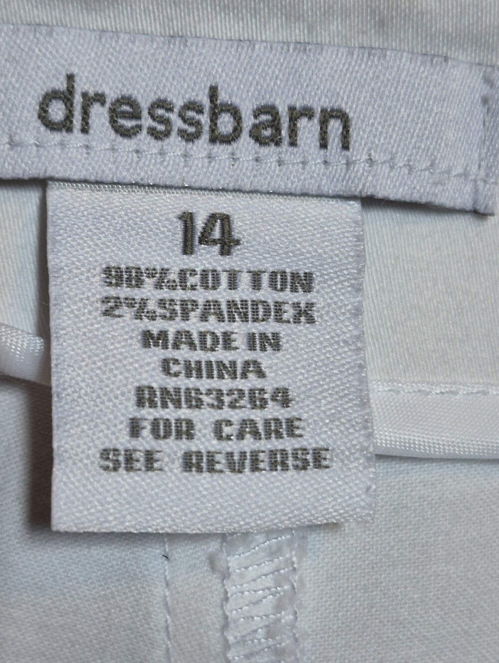 Dressbarn Women's White Cotton Blend Capris Pants With Hem Decor Size 14 - Picture 6 of 8